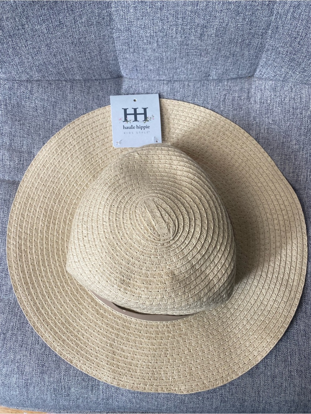 Haute Hippie Kid’s Natural Straw Sun Hat Simple Band Boho Beach Vacation OS